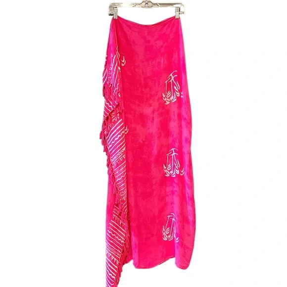 SARONG Pareo Wrap Skirt Lunghi Dhoti Cloth Pink - Picture 2 of 4